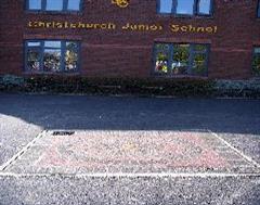 A view of a stencil concrete star in Dorset