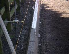 The special slurry mix in place ready for trowelling on this commercial kerbing The special slurry mix in place ready for trowelling on this commercial kerbing