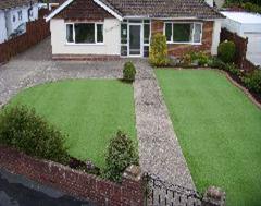 A two section Artificial Grass Lawn with Eurobrick Edging